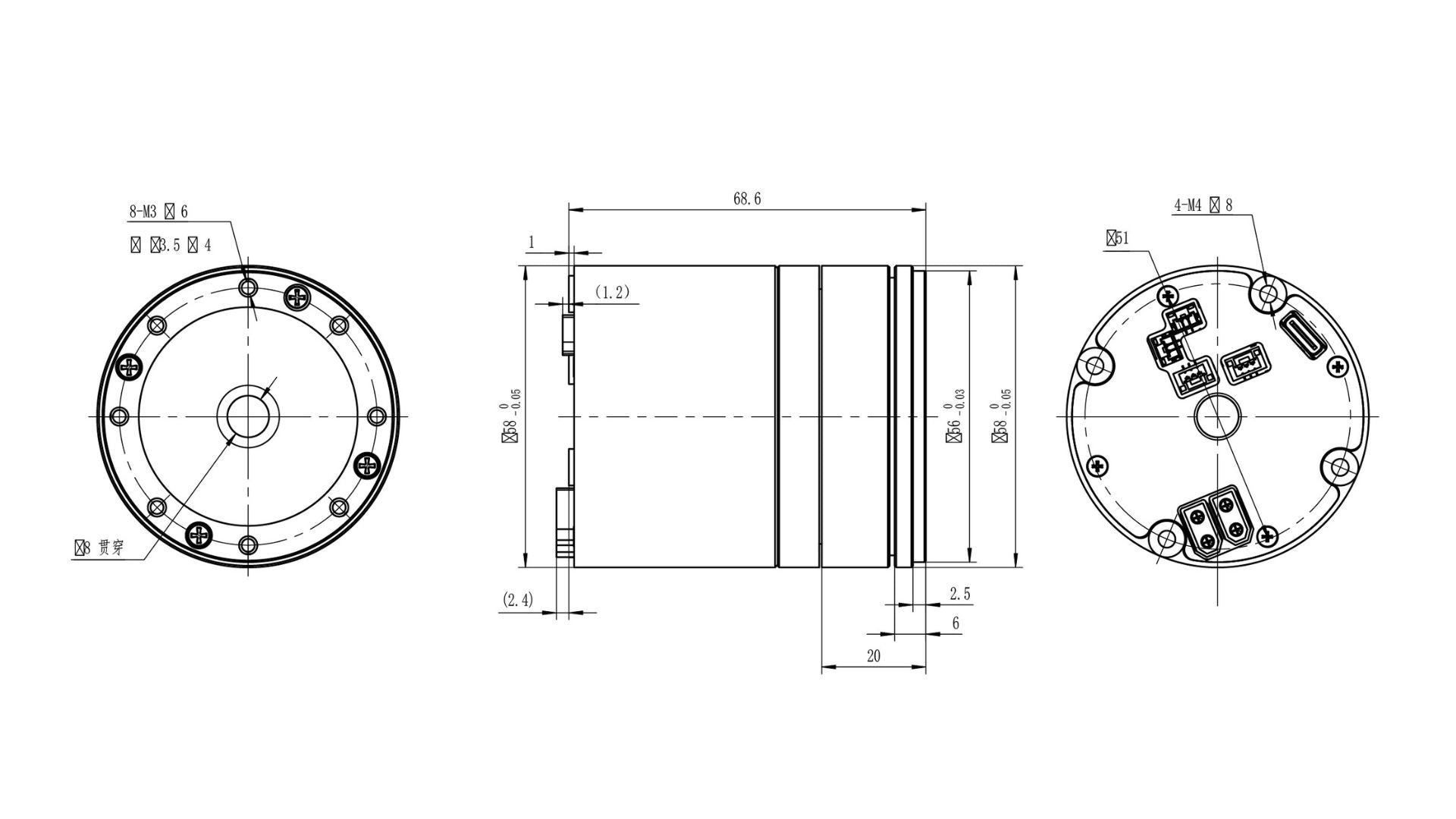 JUXIE CE-RB-R58-101-DNN-CO-I Robot Joint Module for Humanoid Robots | High Precision Actuator
