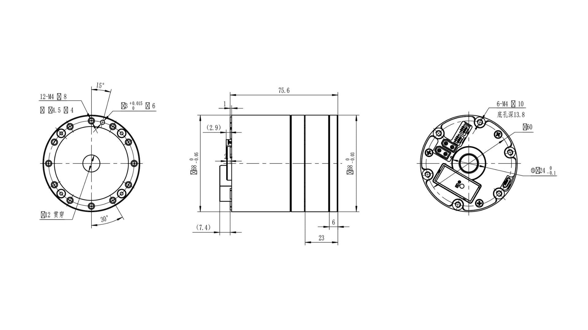 JUXIE CE-RB-R68-101-DNN-CO-I Robot Joint Module for Humanoid Robots | High Precision Actuator