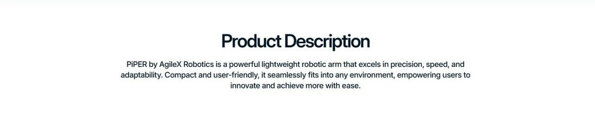 AgileX PiPER 6-DOF Robotic Arm | Research Robot Arm for Education & Automation