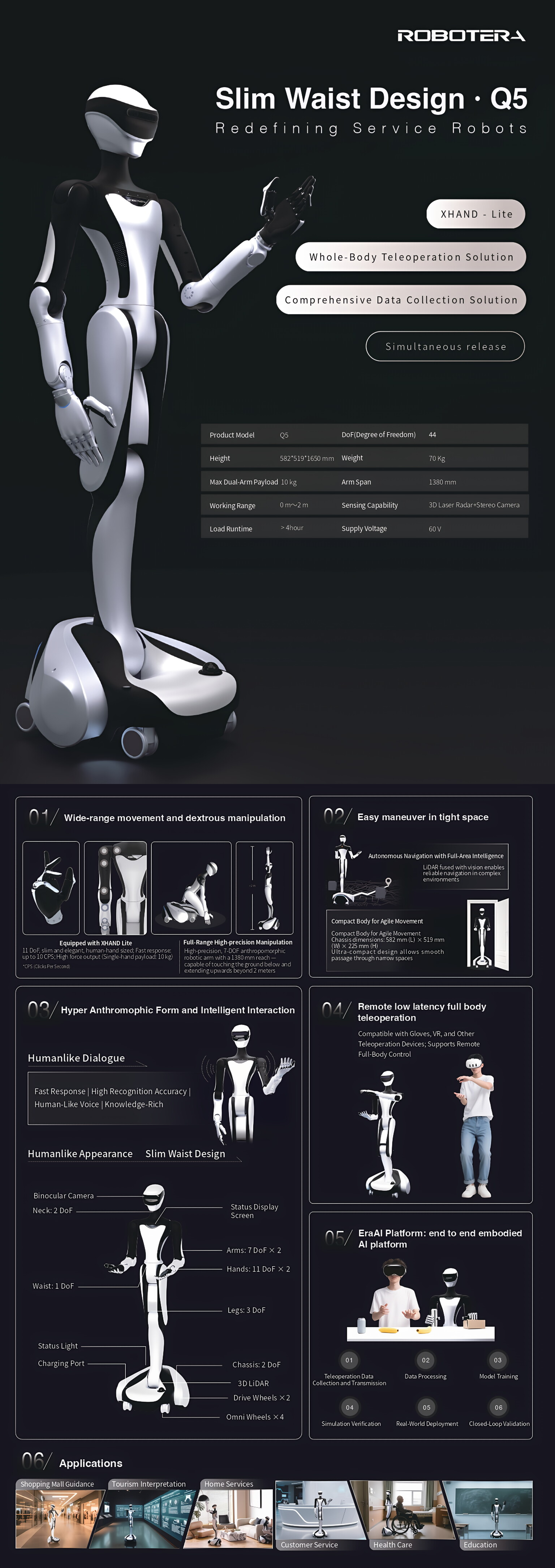 RobotEra Q5 Quadruped Robot with Dexterous Arm & Embodied AI System