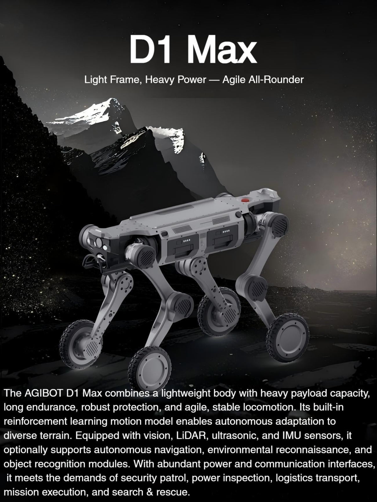 AGIBOT D1 Max Robot | Quadruped Robot Platform for Robotics Research detail image 1