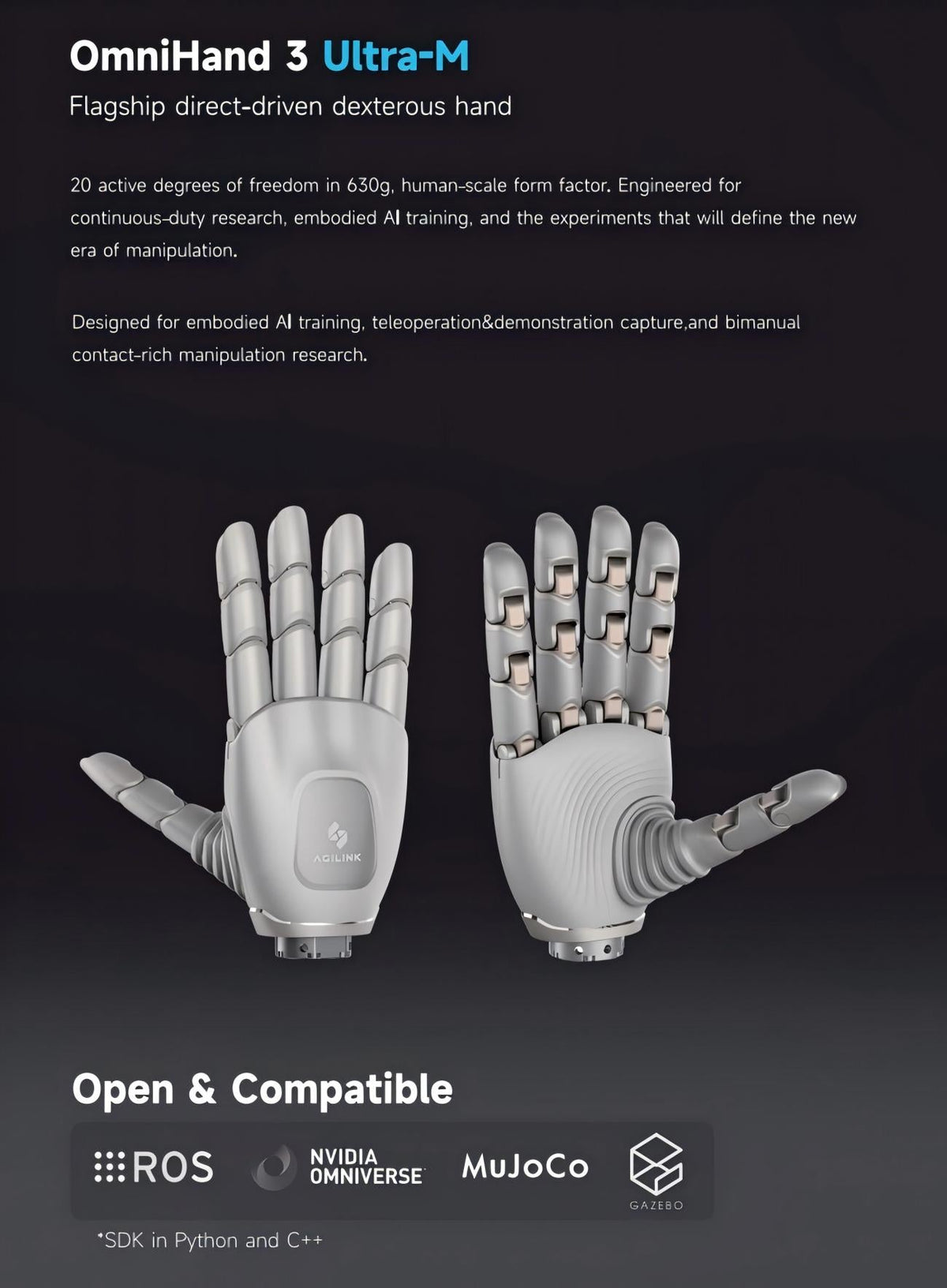 AGILINK OmniHand 3 Ultra-M Robotic Hand detail image 4