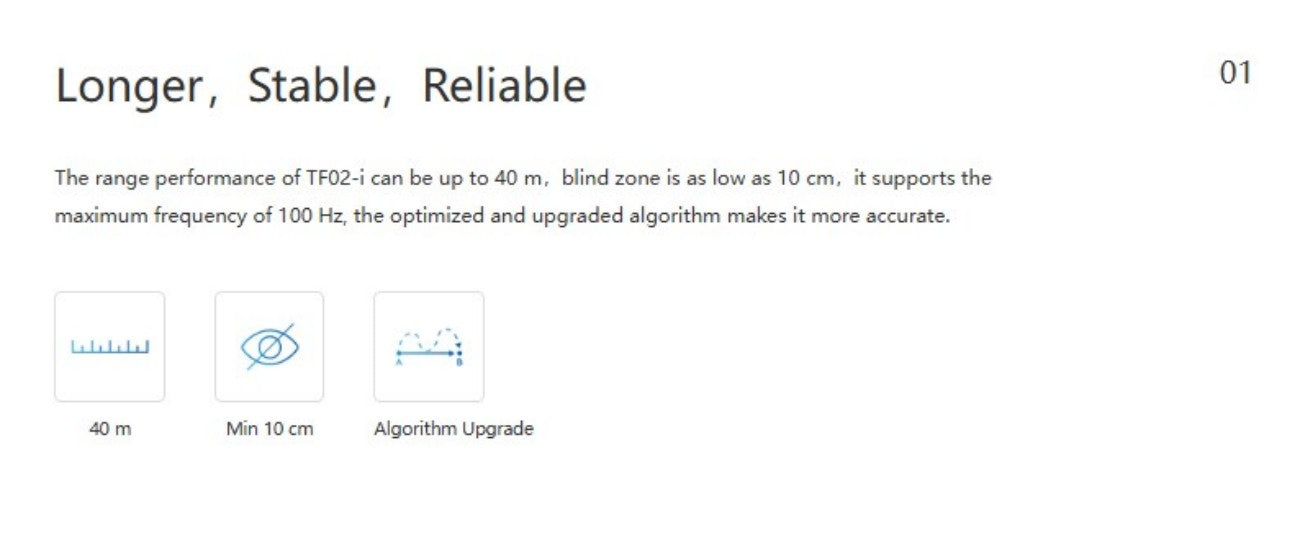 Benewake TF02-i LiDAR | Robot LiDAR Sensor for Robotics & Mapping detail image 3