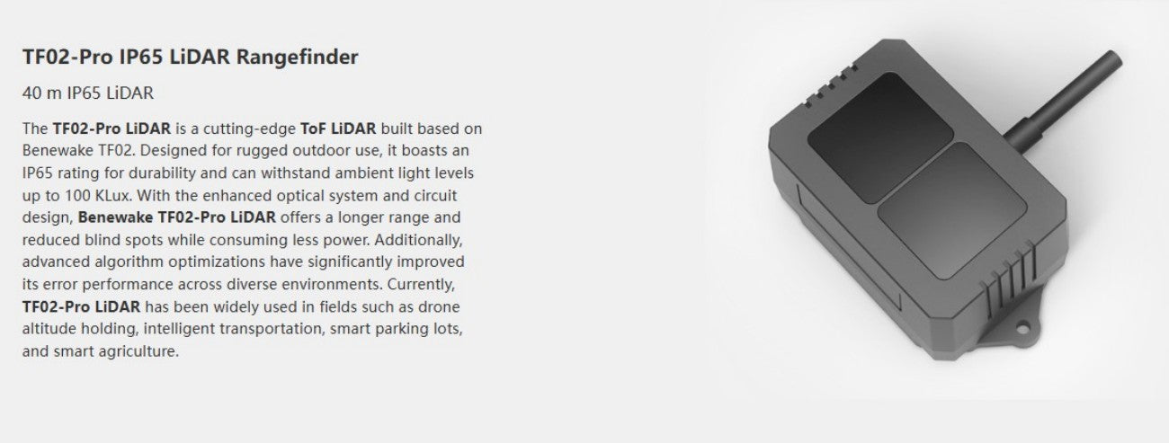 Benewake TF02-Pro LiDAR | Robot LiDAR Sensor for Robotics & Mapping detail image 2