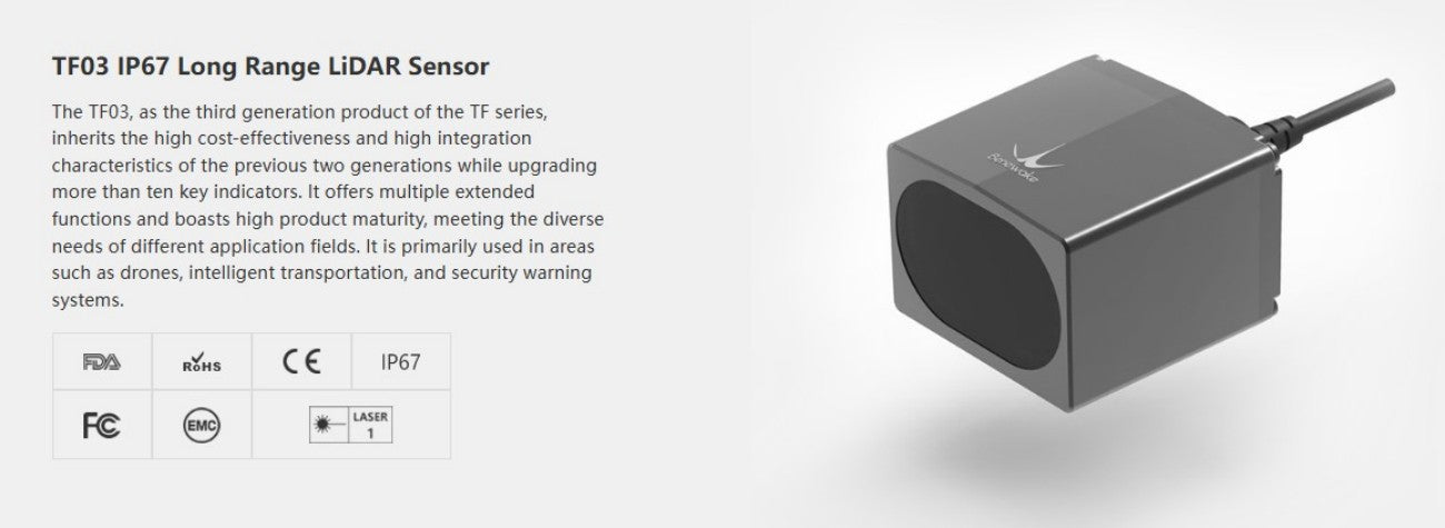 Benewake TF03 LiDAR | Robot LiDAR Sensor for Robotics & Mapping detail image 2