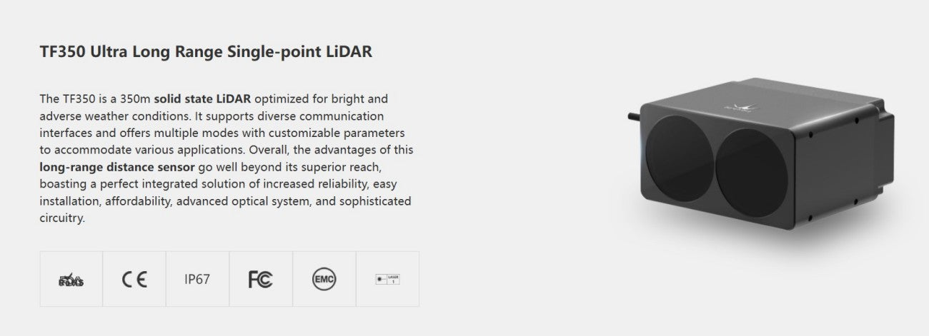 Benewake TF350 LiDAR | Robot LiDAR Sensor for Robotics & Mapping detail image 2