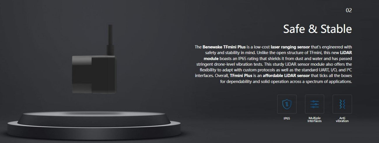 Benewake TFMini-Plus LiDAR | Robot LiDAR Sensor for Robotics & Mapping detail image 3