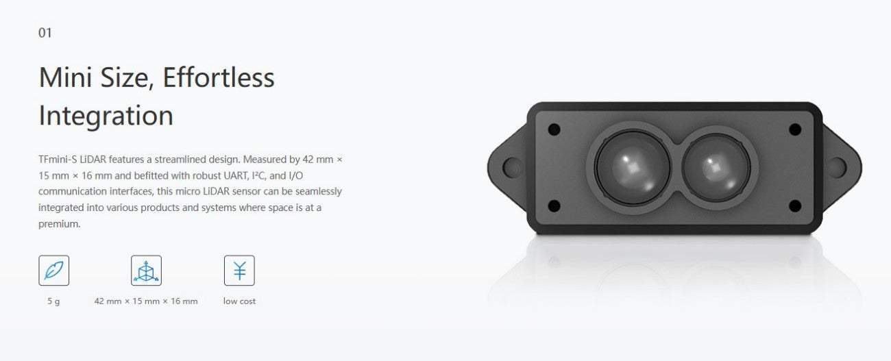 Benewake TFmini-S LiDAR | Robot LiDAR Sensor for Robotics & Mapping detail image 2
