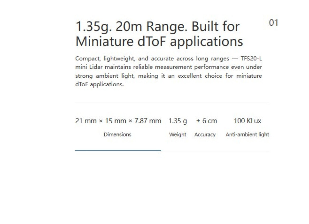 Benewake TFS20-L LiDAR | Robot LiDAR Sensor for Robotics & Mapping detail image 3