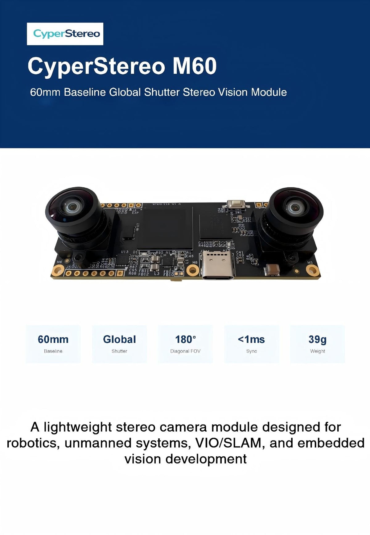 CyperStereo M Series Camera | Robot Camera for AI Vision detail image 1