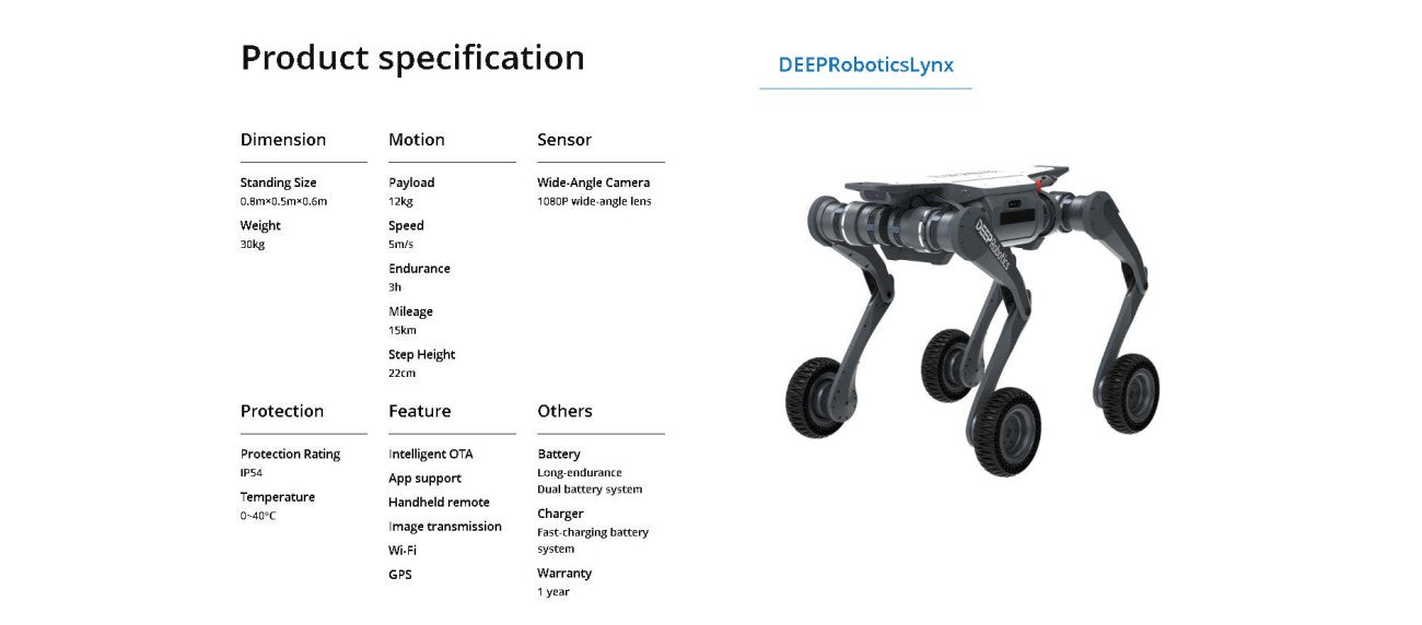 DEEP Robotics LYNX Robot | Quadruped Robot Platform for Field Robotics and Embodied AI Development detail image 6