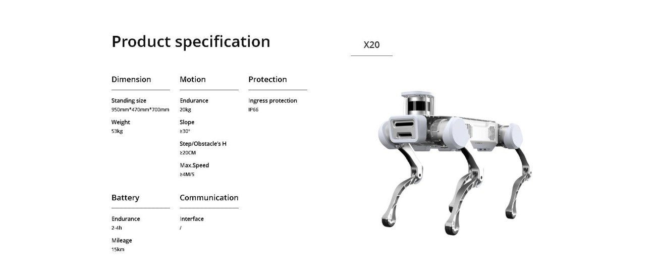 DEEP Robotics X20 Robot | Quadruped Robot Platform for Robotics Research and Field Robot Development detail image 6