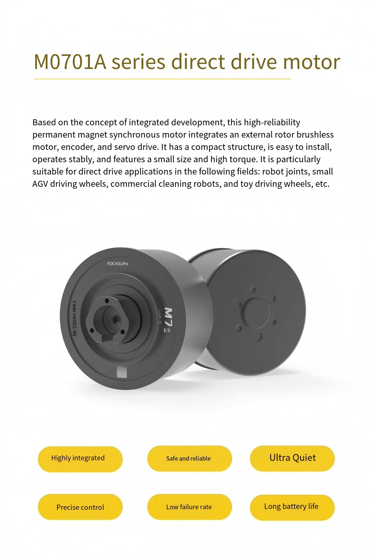 Direct Drive Tech M0701A_111 Directdrive Motor | Robot Servo Motor for Robotics Development detail image 1