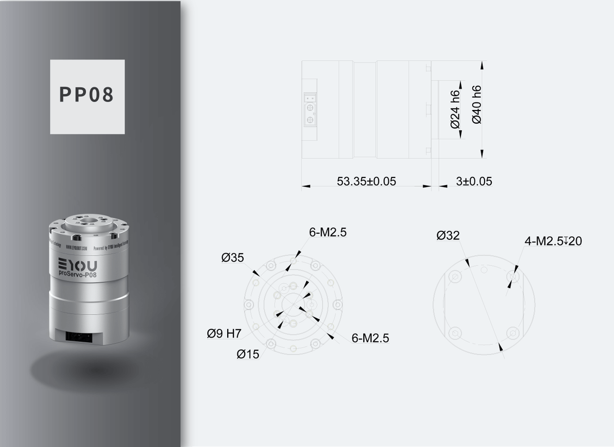 EYOU PP08 Motor | Robot Servo Motor for Robotics Development detail image 10