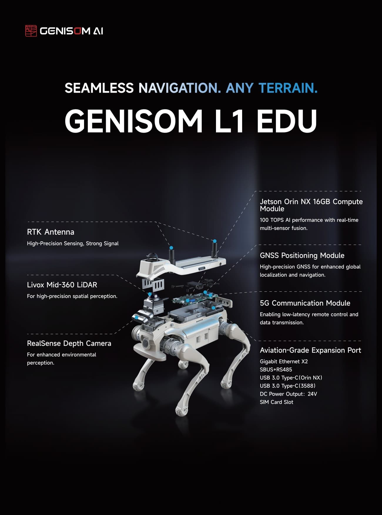 GENISOM L1 Robot | Quadruped Robot Platform for Robotics Research detail image 9
