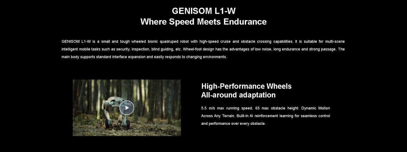 GENISOM L1-W Robot | Quadruped Robot Platform for Robotics Research detail image 2