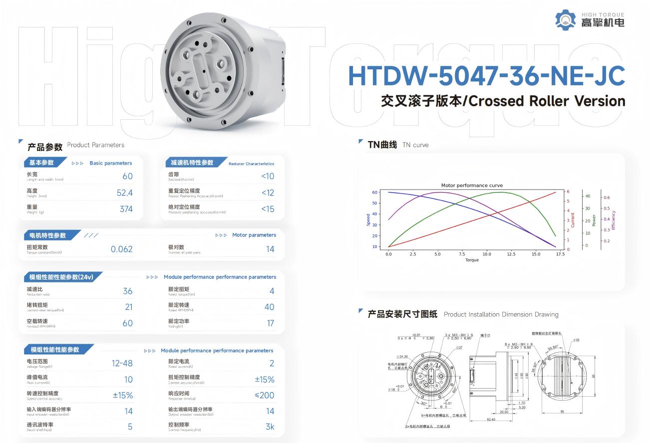 HIGH TORQUE HTDW-5047-36-NE-JC Motor | High Torque Robot Servo Motor for Robotics Development detail image 2