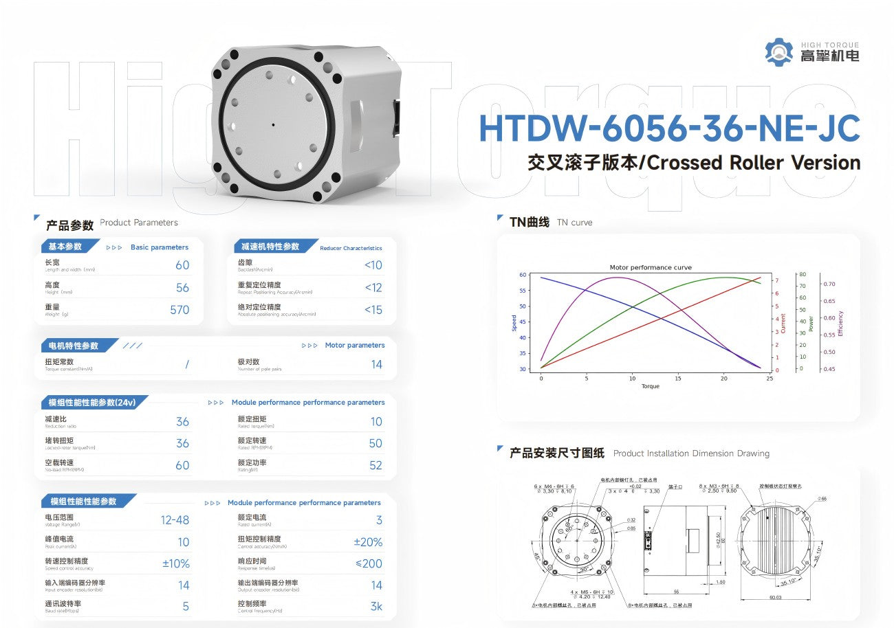 HIGH TORQUE HTDW-6056-36-NE-JC Motor | High Torque Robot Servo Motor for Robotics Development detail image 2