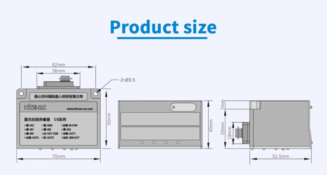 Hinson DE-4311 LiDAR | Robot LiDAR Sensor for Robotics & Mapping detail image 11