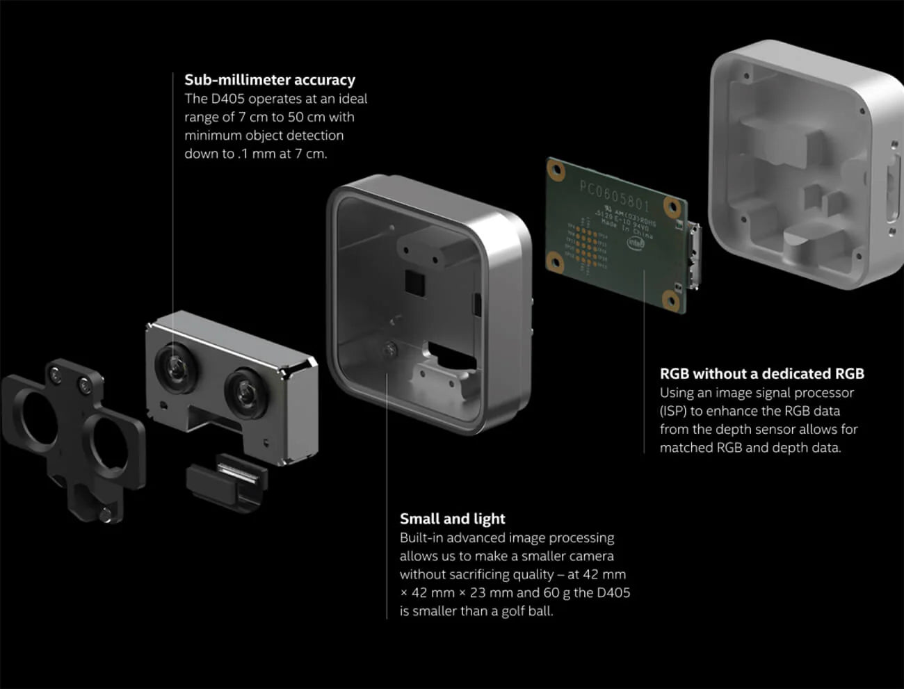 Intel RealSense D405 Short Range Depth Camera | Stereo Vision Camera for Robotic Hands & Grippers