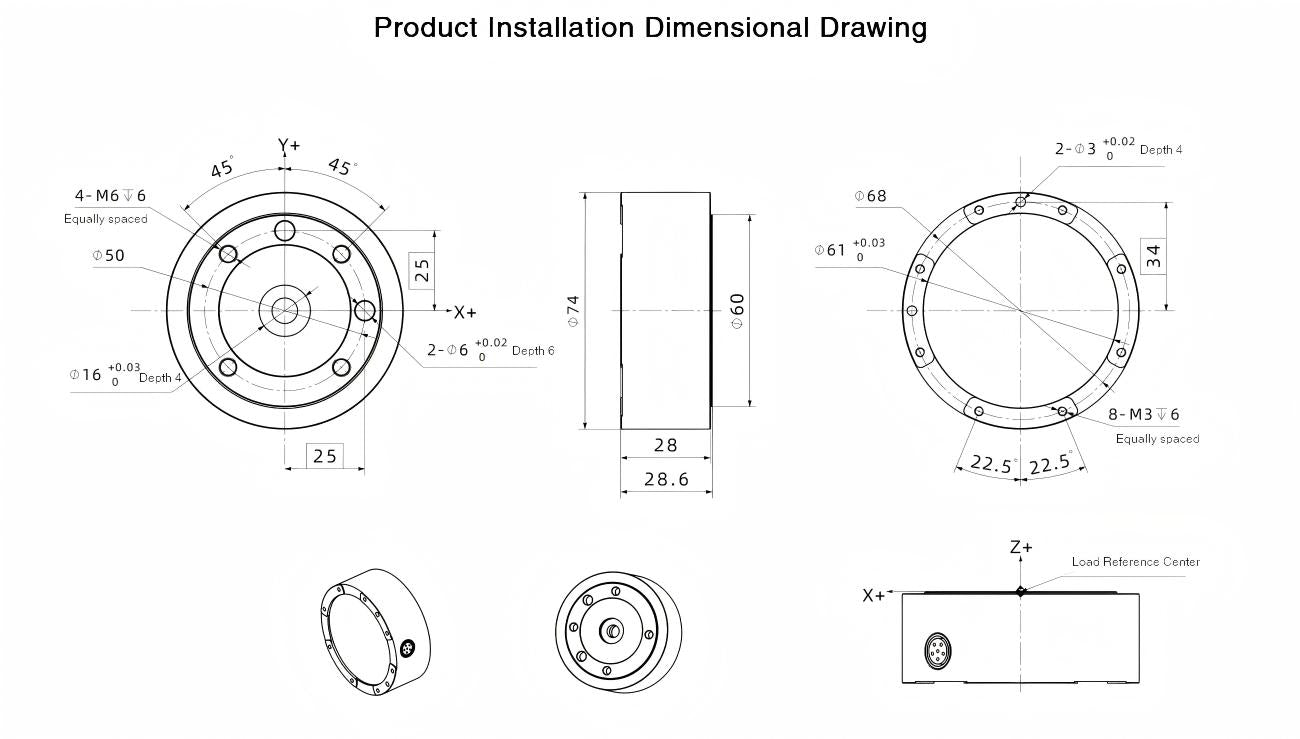 Kunwei HPS74 Series Sensor | Force Sensor for Robotics & Automation detail image 2