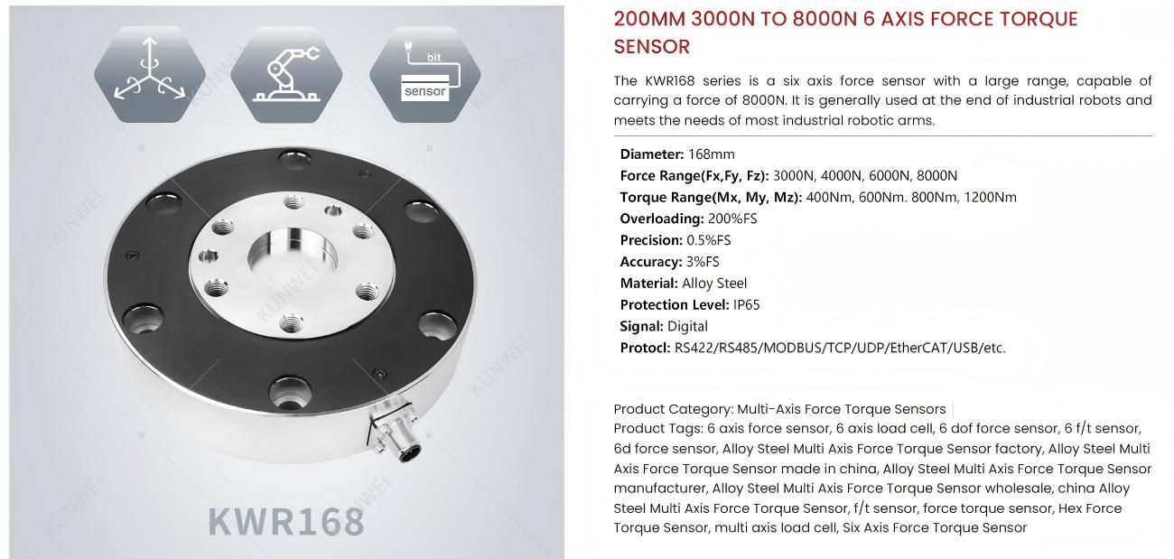 Kunwei KWR168 Series Sensor | Force Sensor for Robotics & Automation detail image 1