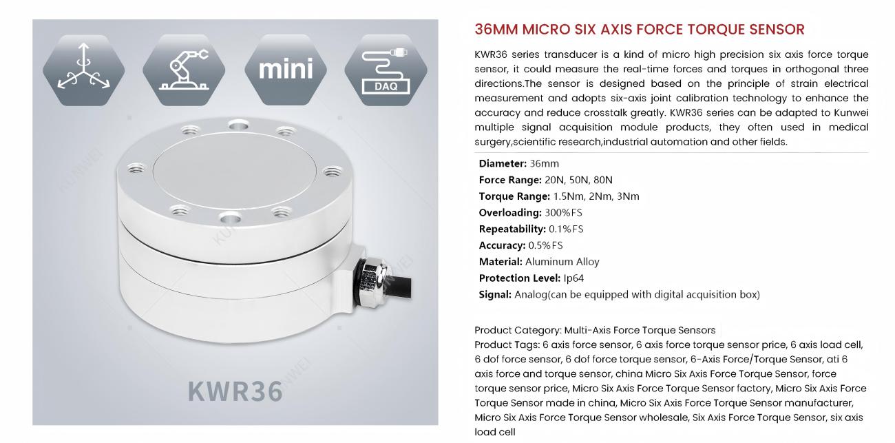 Kunwei KWR36 Series Sensor | Force Sensor for Robotics & Automation detail image 1