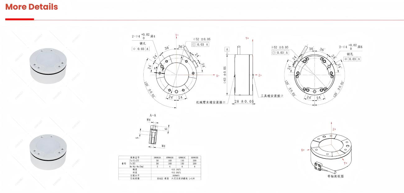 Kunwei KWR63 Series Sensor | Force Sensor for Robotics & Automation detail image 2
