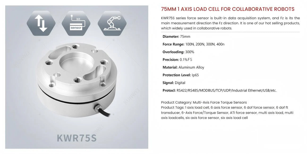 Kunwei KWR75S Series Sensor | Force Sensor for Robotics & Automation detail image 1