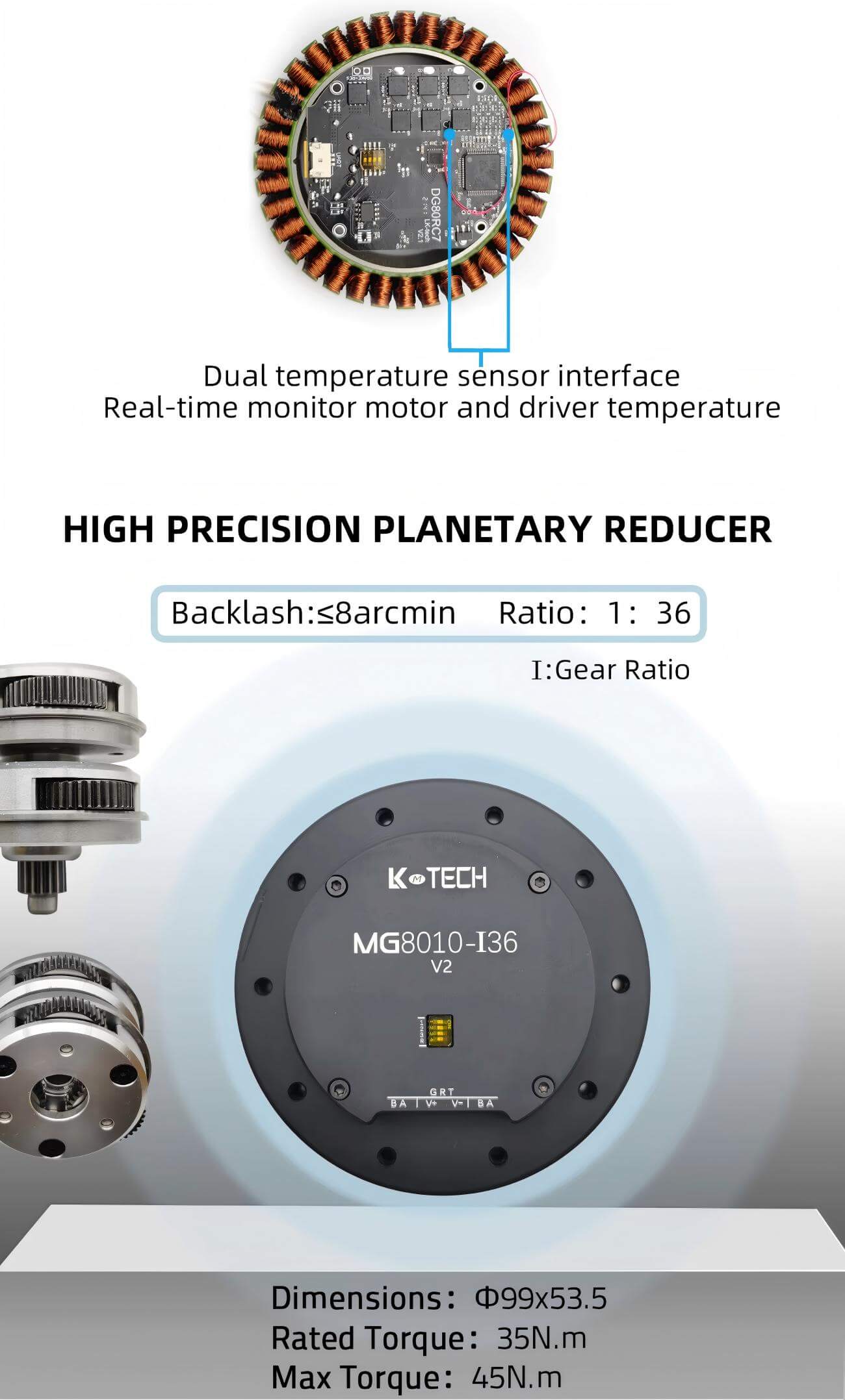 LKMTECH MG8010-i36-V2 Motor | Robot Servo Motor for Robotics Development