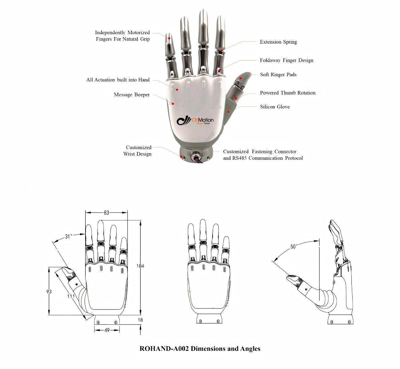 OYMotion ROH-A002 Dexterous Hand detail image 4