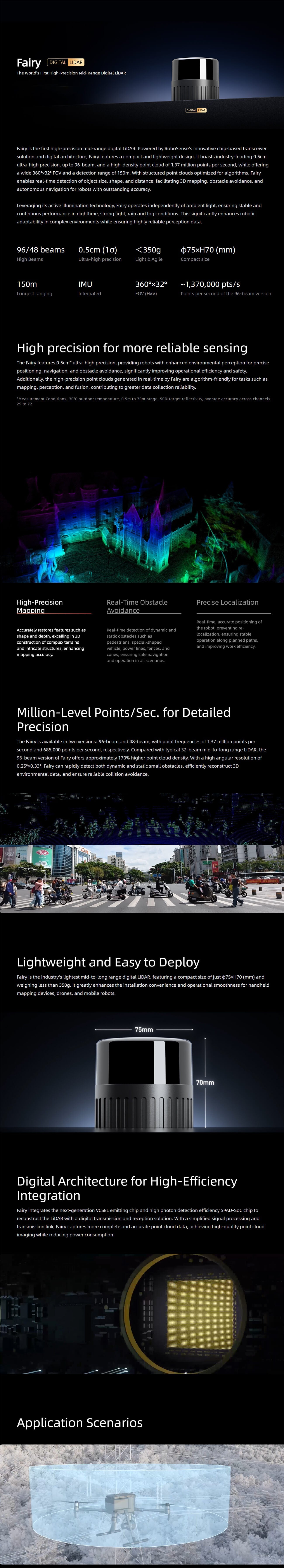 RoboSense Fairy LiDAR | Robot LiDAR Sensor for Robotics & Mapping detail image 1