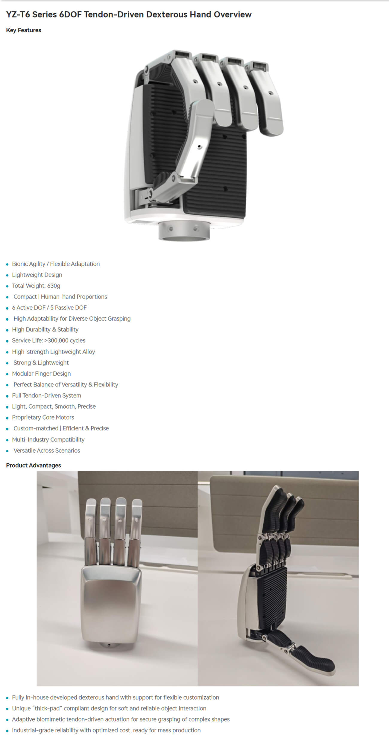 VEICHI YZ-T6 Series Dexterous Hand detail image 1