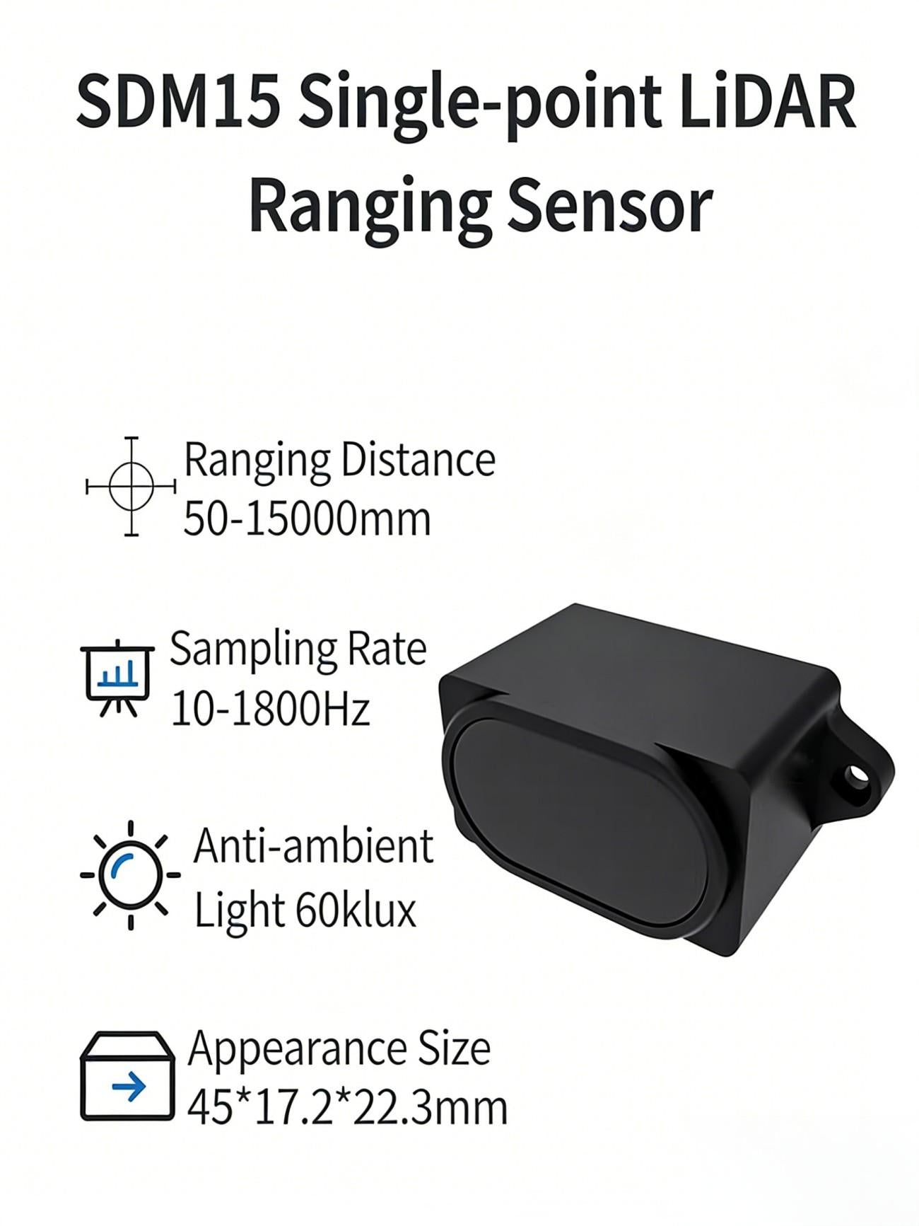 YDLIDAR SDM15 LiDAR | Robot LiDAR Sensor for Robotics & Mapping detail image 1
