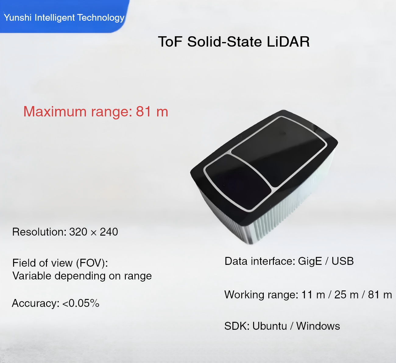 Yunshis TOFCAM660 LiDAR | Compact LiDAR Sensor for Robotics & Automation